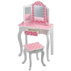 Polka Dot Fashion Prints Vanity Table & Stool Set Pink - Teamson Kids -Roommates Store GUEST 01155bac e3df 4437 aeed 60698b770388
