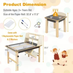 Costway Kids Art Table & Chairs Set Wooden Drawing Desk With Paper Roll Storage Shelf Bins 12 Costway Kids Art Table & Chairs Set Wooden Drawing Desk With Paper Roll Storage Shelf Bins -Roommates Store GUEST 0193dc2a be40 4542 83bc 70e2e6e852d2