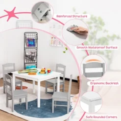 Costway Kids 5 Piece Table & Chair Set Wooden Children Activity Playroom Furniture Gift -Roommates Store GUEST 08acfae6 419a 4a02 9304 4e3c6e673a01