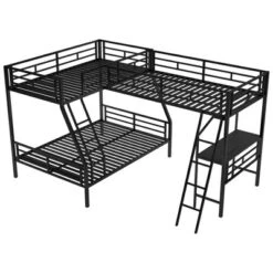 Twin Over Full Metal Bunk Bed With Twin Size Loft Bed And Desk, Black - ModernLuxe -Roommates Store GUEST 0b7c2d78 4379 4111 a7b0 300df1bbe354