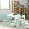 Qaba Kids Table And Chair Set With 4 Chairs, Adjustable Height, Easy To Clean Table Surface, For 1.5 - 5 Years Old -Roommates Store GUEST 0d28c3cd 9c05 4ed1 afea edf06feffcde