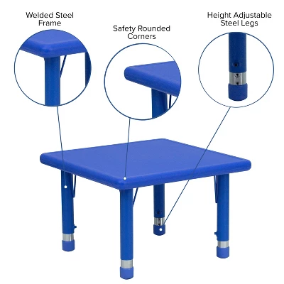 Flash Furniture 24" Square Plastic Height Adjustable Activity Table 4 Flash Furniture 24" Square Plastic Height Adjustable Activity Table - Image 2