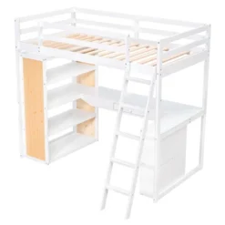 Loft Bed With Ladder, Shelves, And Desk - ModernLuxe 18 Loft Bed With Ladder, Shelves, And Desk - ModernLuxe -Roommates Store GUEST 13e1d57e 8779 4e06 a4fb 7aa7ca36c889