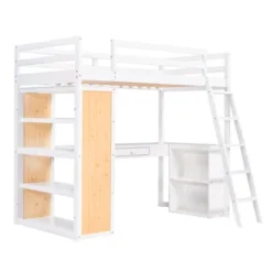 Loft Bed With Ladder, Shelves, And Desk - ModernLuxe 17 Loft Bed With Ladder, Shelves, And Desk - ModernLuxe -Roommates Store GUEST 14e2f3ad 9608 48de 9770 a39b467ceba8