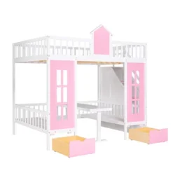 Full-Over-Full Bunk Bed With Changeable Table, Separable Bunk Bed Turn Into Upper Bed And Down Desk-ModernLuxe -Roommates Store GUEST 16921906 91ea 4fbc 864a 1c137ded92fa