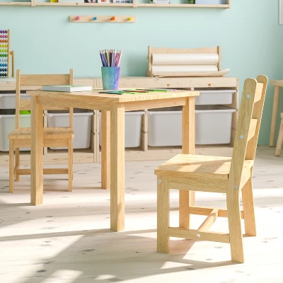 Emma And Oliver Kids 3 Piece Solid Hardwood Table And Chair Set For Playroom, Kitchen 9 Emma And Oliver Kids 3 Piece Solid Hardwood Table And Chair Set For Playroom, Kitchen - Image 7
