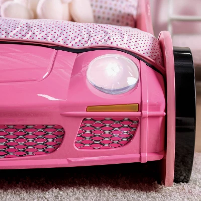 Twin Naglin Racing Car Bed With Led Headlight Pink - HOMES: Inside + Out 7 Twin Naglin Racing Car Bed With Led Headlight Pink - HOMES: Inside + Out - Image 5
