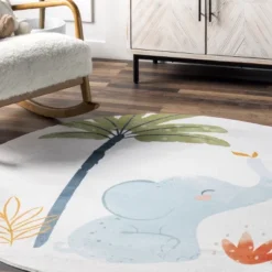 NuLOOM Elain Cheerful Elephant Machine Washable Kids Area Rug -Roommates Store GUEST 19f1dc18 69e4 4b9c aafb 9f2a898a78ba
