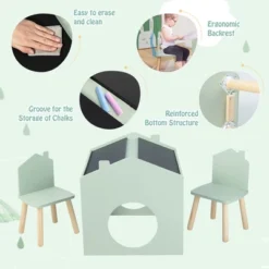 Costway 3 Piece Kids Wooden Table And Chair Set With Blackboard For Drawing Reading Green/Gray/White 18 Costway 3 Piece Kids Wooden Table And Chair Set With Blackboard For Drawing Reading Green/Gray/White -Roommates Store GUEST 1b701611 f2ae 46ea 9f2a 1cf29db19561