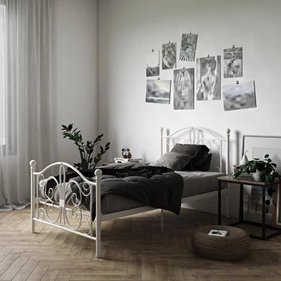 Twin Kids' Bombay Metal Bed White - Room & Joy 3 Twin Kids' Bombay Metal Bed White - Room & Joy