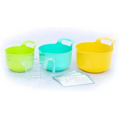 Tovla Jr. 5pc Bowl And Pitcher Set With Recipe Cards Yellow/Green/Teal 4 Tovla Jr. 5pc Bowl And Pitcher Set With Recipe Cards Yellow/Green/Teal - Image 2