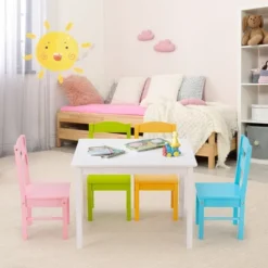 Costway 5 Piece Kids Wood Table Chair Set Activity Toddler Playroom Furniture Colorful 13 Costway 5 Piece Kids Wood Table Chair Set Activity Toddler Playroom Furniture Colorful -Roommates Store GUEST 1d661688 683a 485d 99b6 51914384372c