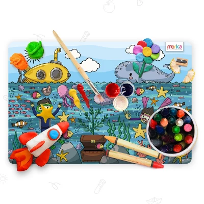 Merka Kids Wipeable Plastic Placemats For Dining Table - Ocean, Space, Jungle, Unicorns For Ages 2 And Up, Set Of 4 5 Merka Kids Wipeable Plastic Placemats For Dining Table - Ocean, Space, Jungle, Unicorns For Ages 2 And Up, Set Of 4 - Image 3