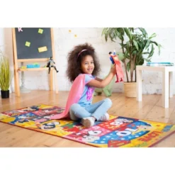 KC CUBS | Justice League Girls Kids Hopscotch Number Counting Educational Learning & Game Play Nursery Bedroom Classroom Rug Carpet, 2' 7" X 6' 0" -Roommates Store GUEST 1fa31024 ba22 4f5b adc7 542f1969e70e