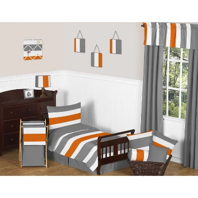 Gray & Orange Striped Curtain Panels - Sweet Jojo Designs 3 Gray & Orange Striped Curtain Panels - Sweet Jojo Designs