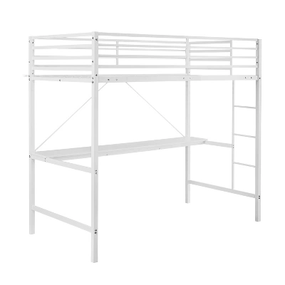 Flash Furniture Jake Metal Loft Bed Frame With Desk, Protective Guard Rails And Ladder For Kids, Teens And Adults 16 Flash Furniture Jake Metal Loft Bed Frame With Desk, Protective Guard Rails And Ladder For Kids, Teens And Adults - Image 14