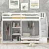 Functional Twin Loft Bed With 3 Shelves, 2 Wardrobes, 2 Drawers And Ladder With Storage-ModernLuxe -Roommates Store GUEST 2763c581 759b 449a 91ba 6790af32262c