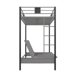 Twin Over Futon Maxence Metal Bunk Bed Silver/Black - Room & Joy -Roommates Store GUEST 2acbb000 e93e 4a17 a72c 5893f0c0352a