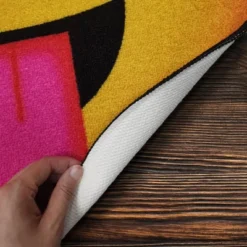 Deerlux Emoji Style Round Funny Smiley Face Kids Area Rug, Eye Roll Emoji Rug -Roommates Store GUEST 2d9e3119 5360 4b86 8b4c 1c43924baddc