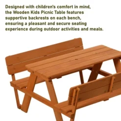 Gardenised Wooden Kids Picnic Table Bench With Backrest, Outdoor Children's Backyard Table, Crafting, Dining, And Playtime Patio Table -Roommates Store GUEST 3352a6d6 95aa 44ef a757 c8b711b8bcdb