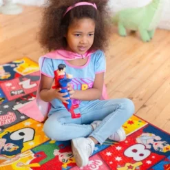 KC CUBS | Justice League Girls Kids Hopscotch Number Counting Educational Learning & Game Play Nursery Bedroom Classroom Rug Carpet, 2' 7" X 6' 0" -Roommates Store GUEST 3355df57 fe32 45f7 8eda c0c34a4526dc