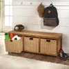 Badger Basket Kid's Storage Bench With Woven Top And Baskets Brown