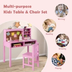 Costway Kids Desk And Chair Set Study Writing Workstation With Hutch & Bulletin Board -Roommates Store GUEST 358527a9 14f6 4f84 834d 07f9f78d0ae4