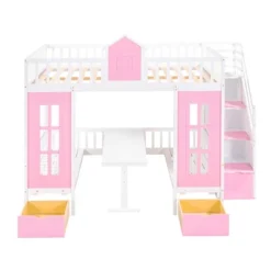 Full-Over-Full Bunk Bed With Changeable Table, Separable Bunk Bed Turn Into Upper Bed And Down Desk-ModernLuxe -Roommates Store GUEST 35aa25de c017 4446 9353 0fb5f79a7fde