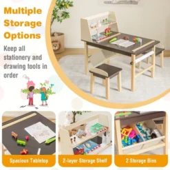 Costway Kids Art Table & Chairs Set Wooden Drawing Desk With Paper Roll Storage Shelf Bins 15 Costway Kids Art Table & Chairs Set Wooden Drawing Desk With Paper Roll Storage Shelf Bins -Roommates Store GUEST 36e28d7a 74e6 4a62 82ac fa2cc1677b65