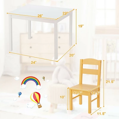 Costway 5 Piece Kids Wood Table Chair Set Activity Toddler Playroom Furniture Colorful 3 Costway 5 Piece Kids Wood Table Chair Set Activity Toddler Playroom Furniture Colorful