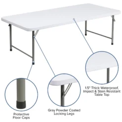 Emma And Oliver 4.93-Foot Kid's Granite White Plastic Folding Activity Table - Play Table -Roommates Store GUEST 3b857053 7dc6 4a93 b77e d42f661978e1