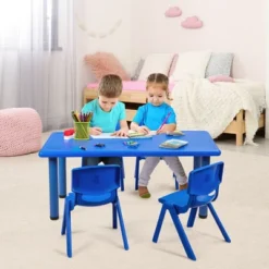 Costway Kids Plastic Rectangular Learn And Play Table Playroom Kindergarten Home Blue -Roommates Store GUEST 41731051 1cbd 40a9 8a78 eac35efdb16b