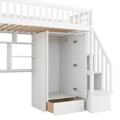 Twin Size Loft Bed With Shelf, Drawers, Desk And Wardrobe - ModernLuxe 19 Twin Size Loft Bed With Shelf, Drawers, Desk And Wardrobe - ModernLuxe -Roommates Store GUEST 42b4b082 7969 482f b6a6 b99674227bd4