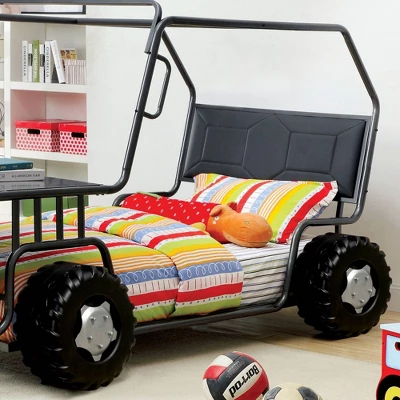 Twin Ashweb Upholstered Novelty Youth Bed - Gun Metal - MiBasics 4 Twin Ashweb Upholstered Novelty Youth Bed - Gun Metal - MiBasics - Image 2