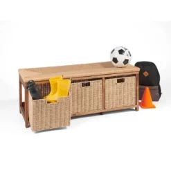 Badger Basket Kid's Storage Bench With Woven Top And Baskets Brown -Roommates Store GUEST 46861e61 3a46 439b ba80 6d7ad283daad