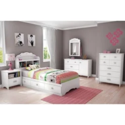 Twin Tiara Mates Bed With 3 Drawers Pure White - South Shore -Roommates Store GUEST 46d29b5e 85cf 4ee4 8eb0 976511a97290