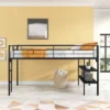 Metal Twin Size Low Loft Bed With Storage Shelf And Stairs, Black - ModernLuxe 2 Metal Twin Size Low Loft Bed With Storage Shelf And Stairs, Black - ModernLuxe -Roommates Store GUEST 48e49b79 4cfa 4ccc b756 d956b4ac186c