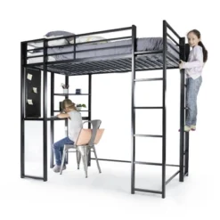 Twin Adele Loft Bed With Desk Silver - Room & Joy -Roommates Store GUEST 4f99ef3a f92a 48df 961d b9cef75424db