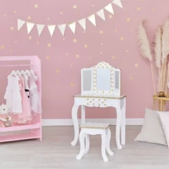 Fashion Polka Dot Gisele Play Vanity Set With Led Mirror White/Gold - Teamson Kids 30 Fashion Polka Dot Gisele Play Vanity Set With Led Mirror White/Gold - Teamson Kids -Roommates Store GUEST 5126d27d 9eae 4c46 b917 63a03d288f13