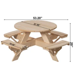 Gardenised Wooden Kids Round Picnic Table Bench, Outdoor Children's Backyard Table, Crafting, Dining, And Playtime Patio Table -Roommates Store GUEST 54187056 0d41 44f3 bb7a 7cbb6dbf48e6