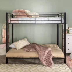 Twin Over Futon Analise Metal Bunk Bed Black - Saracina Home -Roommates Store GUEST 561bd3db cee9 44eb b8a5 0f2ff86da729