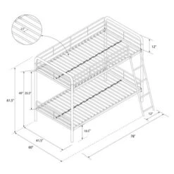 Twin Over Twin Evan Metal Bunk Bed - Room & Joy -Roommates Store GUEST 56e0cb39 bf70 441d 84a0 8fef9ee2fca4