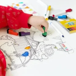 Merka Kids Toddler Essentials Coloring Placemats For Kids, Set Of 4 Mats With 7 Markers Jungle Space Sea Unicorns -Roommates Store GUEST 56ecac5d 8086 4d13 a9e6 b1e021b9065c