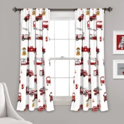 52"x84" Make A Wish Fire Truck Window Curtain Panels Set - Lush Décor -Roommates Store GUEST 5872aa98 b2a9 4d50 b13b 0b29756e8544