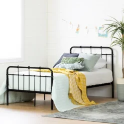 Twin Hankel Metal Platform Bed With Headboard And Footboard Pure Black - South Shore -Roommates Store GUEST 5a3ab09d e4a6 41f1 85bc 0a902fa58a41