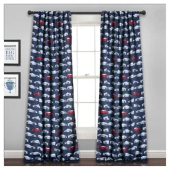 Kids' Race Cars Room Darkening Window Curtain Set Navy/Red - Lush Décor -Roommates Store GUEST 5afc0dca 187f 4ff3 aff9 b179200d47b8
