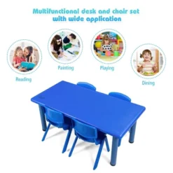 Costway Kids Plastic Rectangular Learn And Play Table Playroom Kindergarten Home Blue -Roommates Store GUEST 5c25e9b1 c507 4844 80fb 5b7b574b0723
