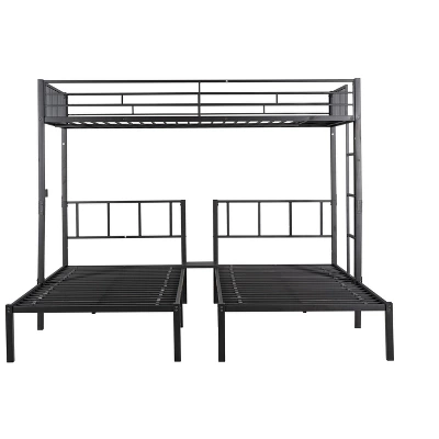 Twin Over Twin Metal Triple Bunk Bed With Ladder-ModernLuxe 8 Twin Over Twin Metal Triple Bunk Bed With Ladder-ModernLuxe - Image 6