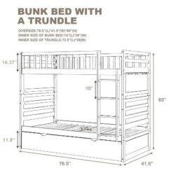Twin Over Twin Wood Bunk Bed With Safety Rail And Movable Trundle-ModernLuxe 20 Twin Over Twin Wood Bunk Bed With Safety Rail And Movable Trundle-ModernLuxe -Roommates Store GUEST 5e4b10c2 0925 45e8 bf36 44c414a1724b