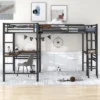 Metal Twin Size Loft Bed With Two Built-in Desks, Black - ModernLuxe 2 Metal Twin Size Loft Bed With Two Built-in Desks, Black - ModernLuxe -Roommates Store GUEST 5fab4158 db25 4b12 bd23 7c738cd3a0ea